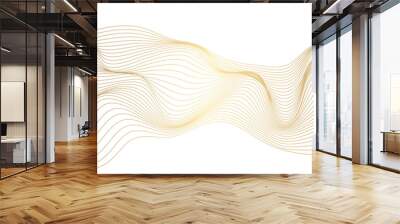 Vector golden wavy ocean flowing dynamic lines isolated on transparent background. wavy ocean curve lines background. Design for banner, flyer, cover, technology, science, brochure, ocean. Wall mural