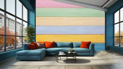 Colorful Pastel Horizontal Wooden Planks Pattern Wall mural