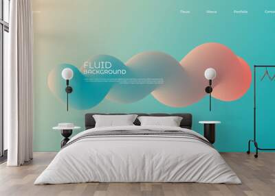 Modern colorful abstract fluid wave. Trendy poster with gradient 3d flow shape. Innovation background design for cover, landing page. Vector Wall mural