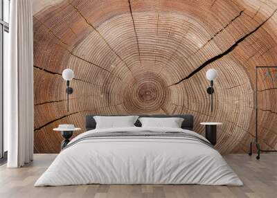 Tree trunk cross-section showing intricate grain and growth rings Wall mural