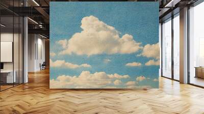 Vintage illustration blue sky background Wall mural