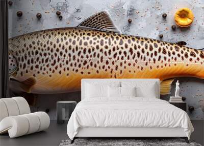 Atlantic salmon fish isolated on transparent background.  Wall mural