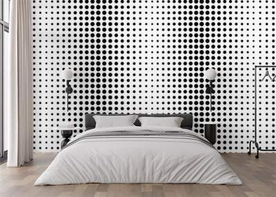 Basic halftone dots effect in black and white color. Halftone effect. Dot halftone. Black white halftone.Background with monochrome dotted texture. Polka dot pattern template. Background with black Wall mural