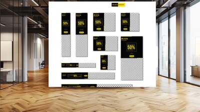 Black friday product discount web set banner design for social media posts, minimal design concept Wall mural