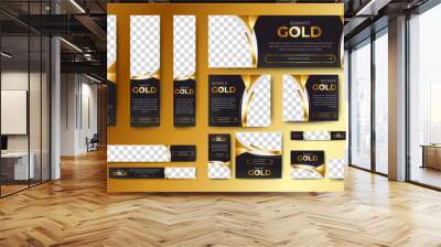 Black Gold web banners template design with image space. vector Wall mural