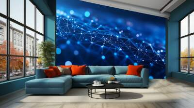 Blue Digital Network and Data Connections Background Wall mural