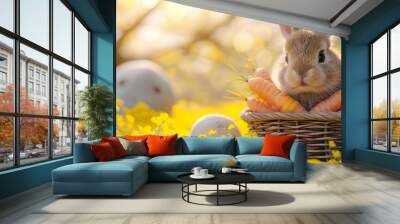 bunny and easter eggs Wall mural