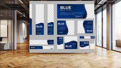 Business banner design web template Set, Horizontal header web banner. Blue and silver. cover header background for website design, Social Media Cover ads banner, flyer, invitation card Wall mural