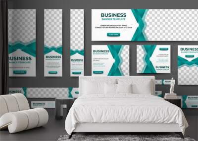 Business banner design web template Set, Horizontal header web banner. White and purple cover header background for website design, Social Media Cover ads banner, flyer, invitation card
 Wall mural