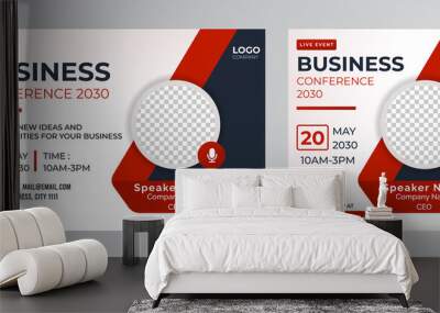 Business Conference live webinar banner invitation and social media post template. Business webinar invitation design. Vector EPS Wall mural