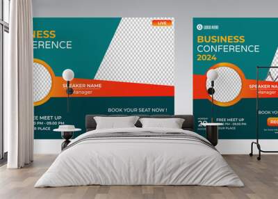 Business Conference live webinar banner invitation and social media post template. Business webinar invitation design. Vector EPS	 Wall mural