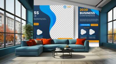 Business Conference live webinar banner invitation and social media post template. Business webinar invitation design. Vector EPS Wall mural