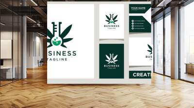 cannabis lab logo design template with business card design Wall mural