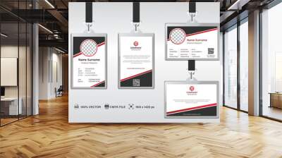 Corporate ID Card Design Template. Modern Horizontal and Clean Red Identity Cards with CMYK colors. Vector EPS Wall mural