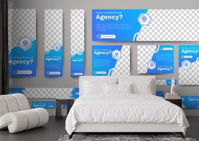 Corporate web banners of standard size with a place for photos. Vertical, horizontal and square template Wall mural