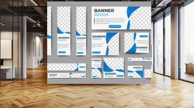 creative banner design web template set, horizontal header web banner. modern gradient blue and whit Wall mural