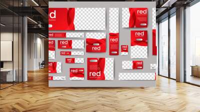 creative web ad banner template design with red background. vector Wall mural