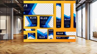 Digital Business Web banners template design with space for image. blue background. vector Wall mural