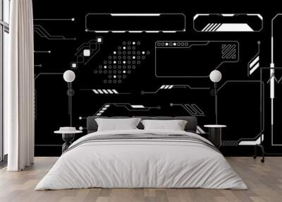 Futuristic Hud Element Vector Illustration. Set cyberpunk tech collection. Wall mural