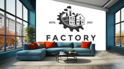 Gear factory industrial logo design template, vector illustration.	
 Wall mural