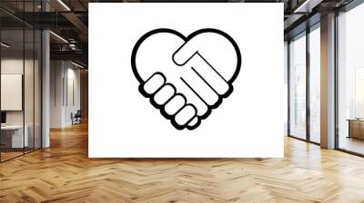 Hand shake heart icon Wall mural