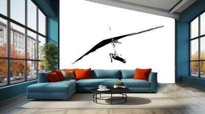 hang gliding black and white sketch with a transparent background Wall mural