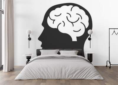 Head with brain icon logo Wall mural