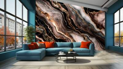 illustration of a luxurious and elegant marble background with gold decoration Wall mural