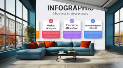 Infographic 5 business strategy process with icons. Modern 5 steps or options business infographic. Wall mural