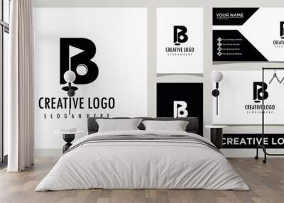 initial letter B golf logo design template with business card design Wall mural