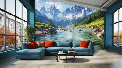 lake in the mountains HD 8K wallpaper Stock Photographic Image Wall mural