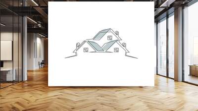 logo design real estate continuous line drawing simple clean and tidy Wall mural