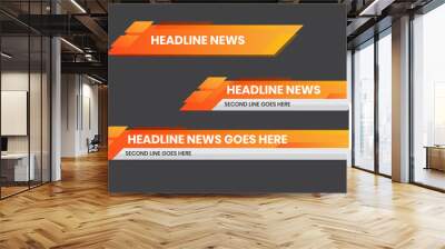 Lower third yellow orange color design template. Set of TV banners and bars for news and sport channel, streaming and broadcasting. Vector illustration. Wall mural