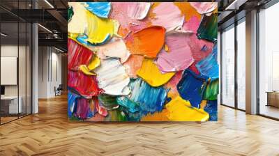 Closeup of abstract rough colorful multicolored art painting texture Wall mural