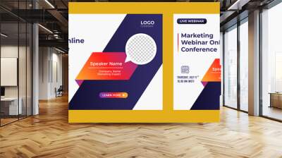 Marketing Strategies live webinar banner invitation and social media post template. Business webinar invitation design Wall mural