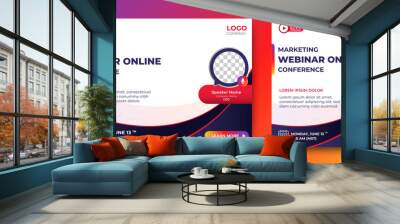 Marketing Strategies live webinar banner invitation and social media post template. Business webinar invitation design Wall mural