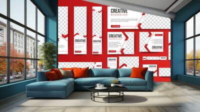 Multipurpose web banners template design set. Creative red horizontal, vertical, header, square background for website ads, Social media banner, flyer cover, and invitation card Wall mural