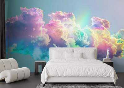 A Vivid, Colorful Cloudscape with Rainbow Hues Wall mural