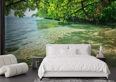 Crystal Clear Waters and Lush Nature in a Tropical Beach Paradise Wall mural