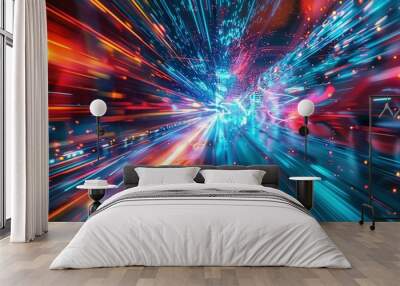 Global Data Transfer and Cyber Tech: Abstract High-Speed Connection Background Wall mural