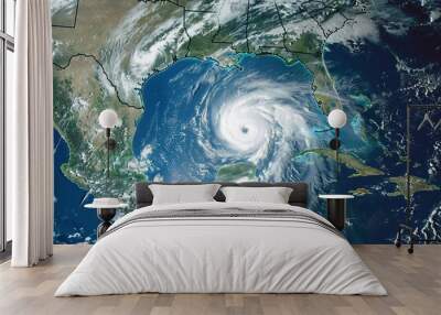 Satellite Image of Hurricane Over the Gulf of Mexico Wall mural