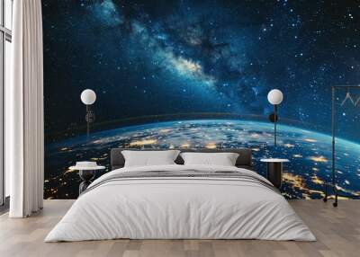 Starry Night and Deep Space: Earth Photo Collage Wall mural