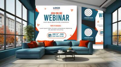 Online Business Conference live webinar banner invitation and social media post template. Business webinar invitation design. Vector EPS 10 Wall mural