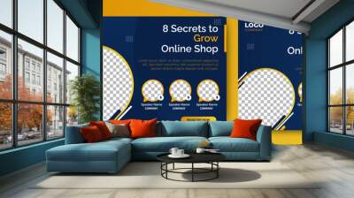 Online shop live webinar banner invitation and social media post template. Business webinar invitation design. Online webinar. Vector EPS 10 Wall mural