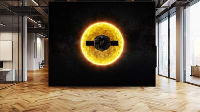 Parker Solar Probe Mission to the sun. Dramatic view of the sun with fire and plazma along the surface Wall mural