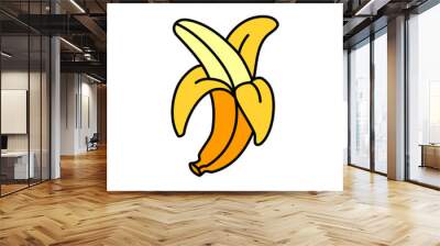 Peeled banana on white background. Banana icon simple sign. Banana icon trendy and modern symbol for graphic and web design. Banana icon flat vector illustration for logo, web, app, UI. Wall mural