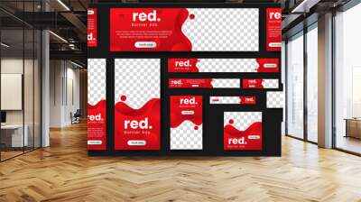 Red Web banners templates, standard sizes with space for photo, modern design. vector	 Wall mural