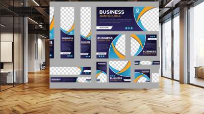 Set of business web banner templates with different standard size. Abstract corporate horizontal, vertical, square ad banner with place for images. Vector EPS Wall mural