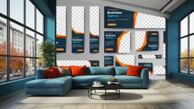 Set of business web banners template design with image space. vector Wall mural