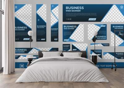 Set of Business Web Banners with standard size. Vertical, horizontal and square template. Vector EPS Wall mural